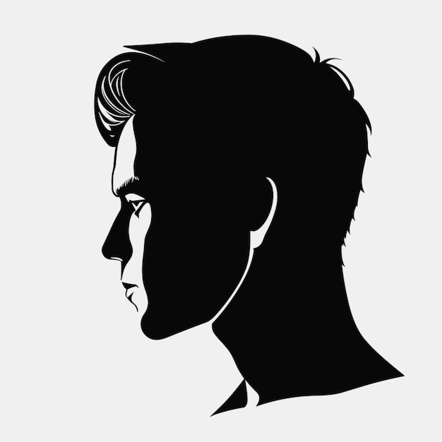 Man face silhouette cartoon vector style | Premium AI-generated vector