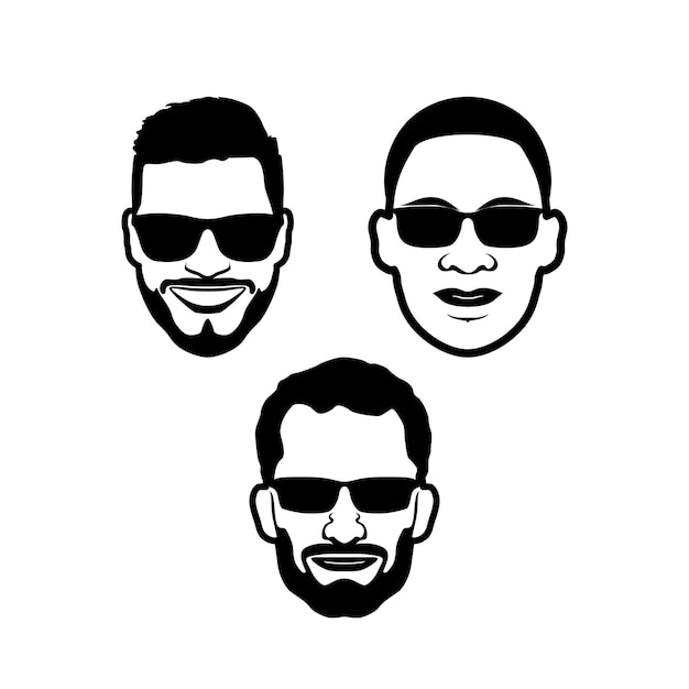 Vector man face with black glasses