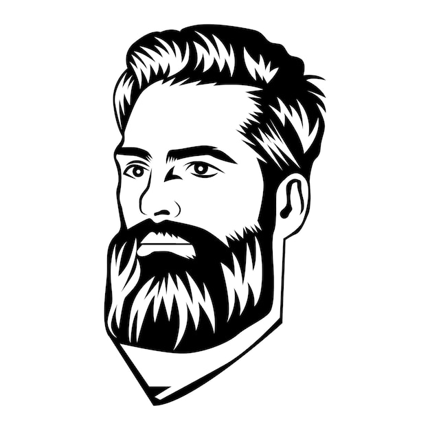 Man face with mustache and beard vector for barber shop