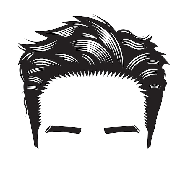 Vector man face with vintage hairstyles undercut vector line art illustration.