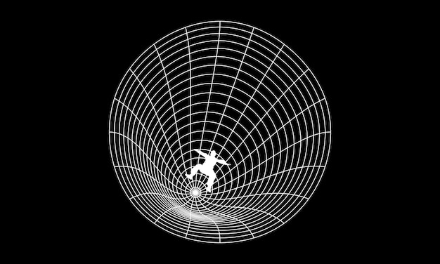 a man fall inside Circle Wireframes