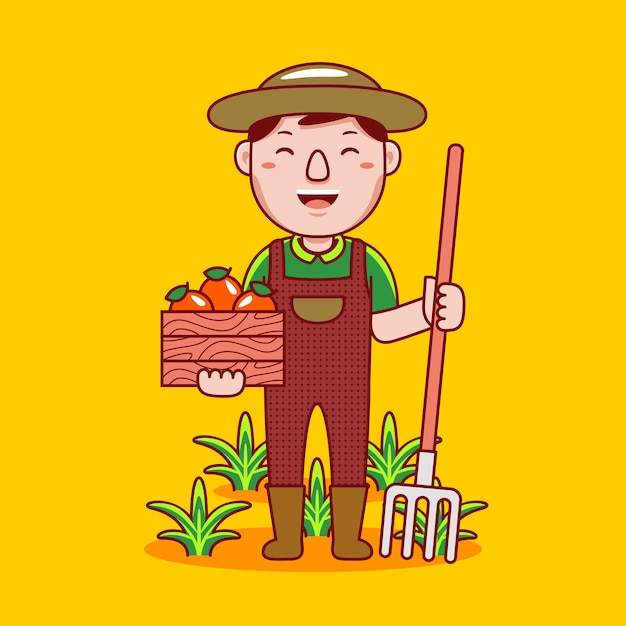 Vector man farmer profession in flat cartoon style