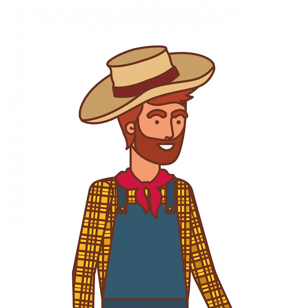 Man farmer with straw hat