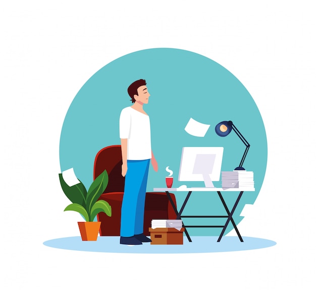 Man feeling sick at home vector design