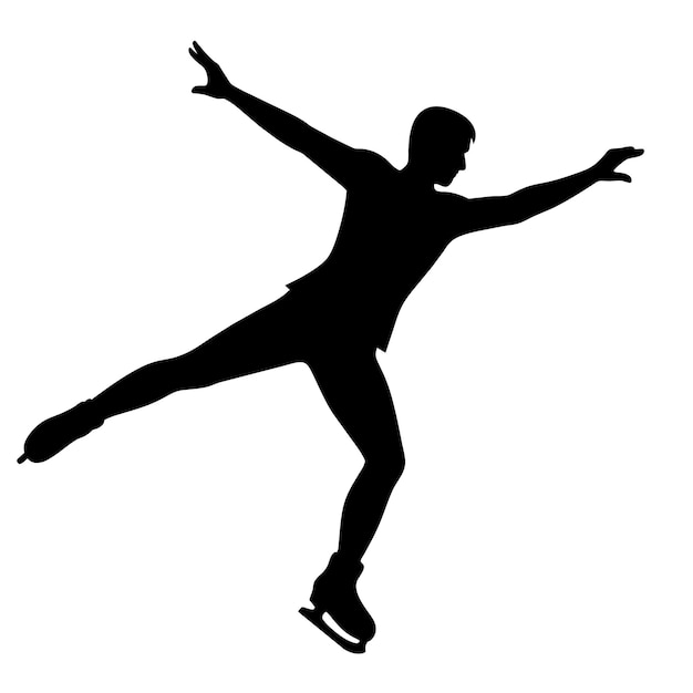 Vector man figure skating silhouette vector isolated on a white background 6