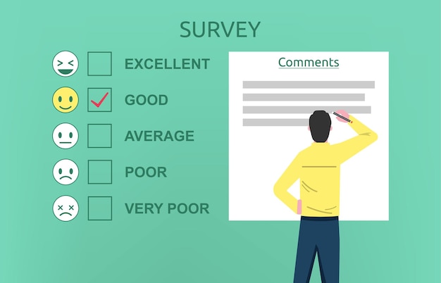 Man filling survey form concept