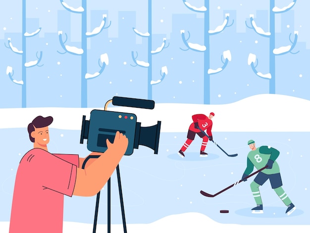 Man filmt hockeywedstrijd