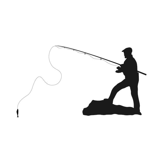 Vector man fishing icon vector