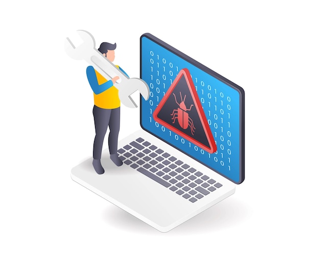 man fixes malware attack