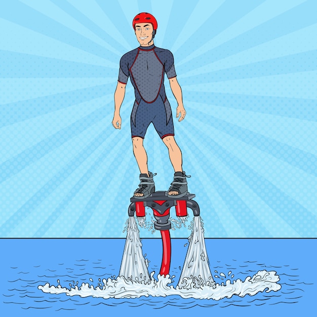 Uomo sull'illustrazione di flyboard