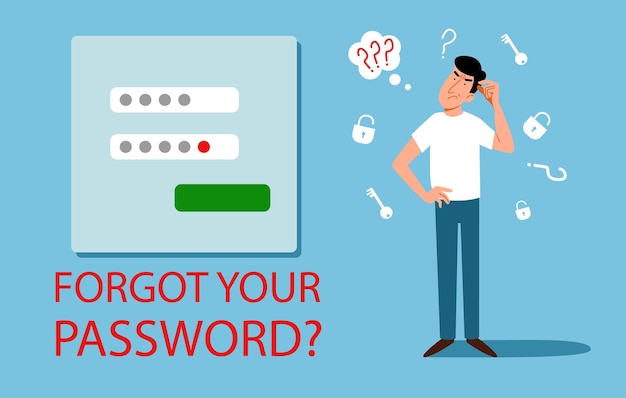 Vector the man forgot her personal data the concept of a web screensaver with a forgotten password