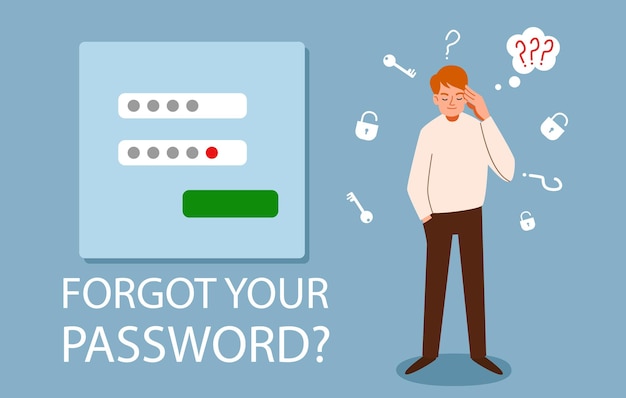Vector the man forgot her personal data the concept of a web screensaver with a forgotten password