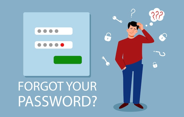 Vector the man forgot her personal data the concept of a web screensaver with a forgotten password