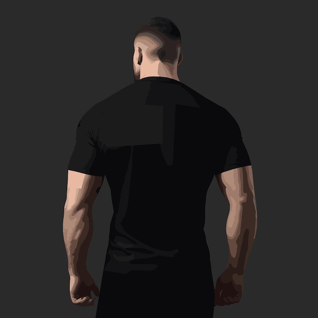 Vector man from back wearing black tshirt design