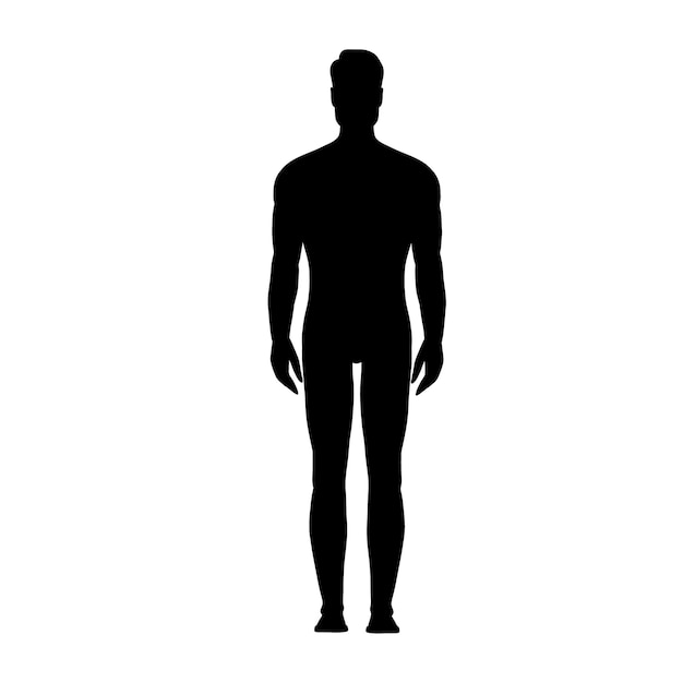 Man full height black silhouette Vector illustration on white background Cartoon style
