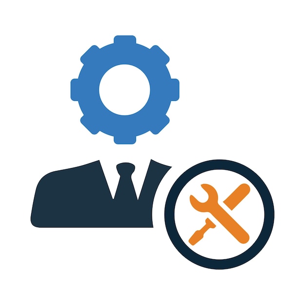 man gear people management maintenance worker icon