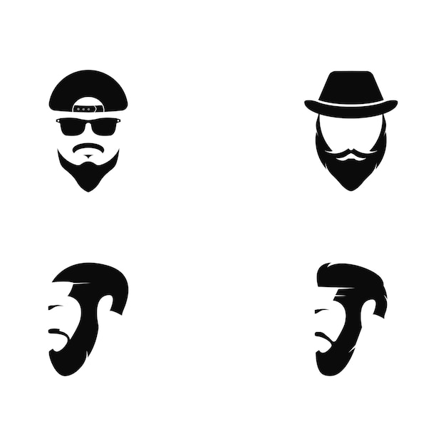 Man gezicht met baard en pet logo sjabloon vector pictogram illustratie