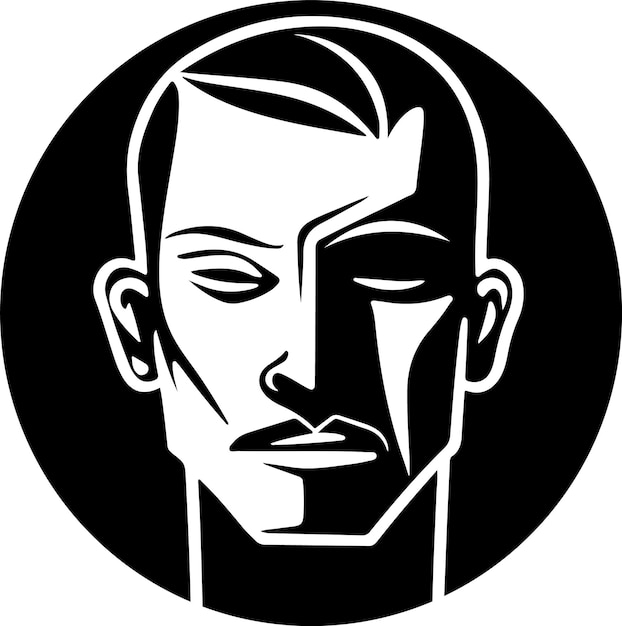 Man gezicht platte vector pictogram Man hoofd eenvoudige zwart-wit avatar
