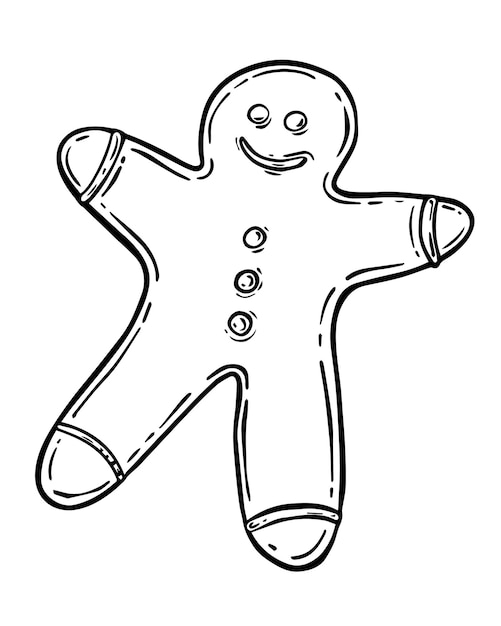 Man gingerbread christmas cookies with frosting doodle linear