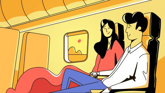 a man and a girl are sitting on a plane.