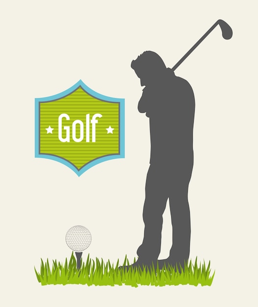 Man golfer over beige background golf vector illustration