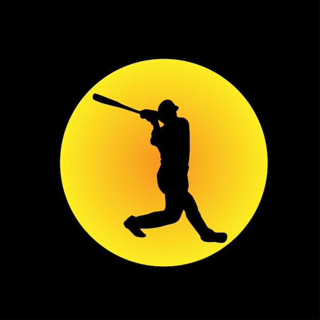 Giocatore di golf dell'uomo nelle illustrazioni del tramonto del cerchio del sole su priorità bassa nera