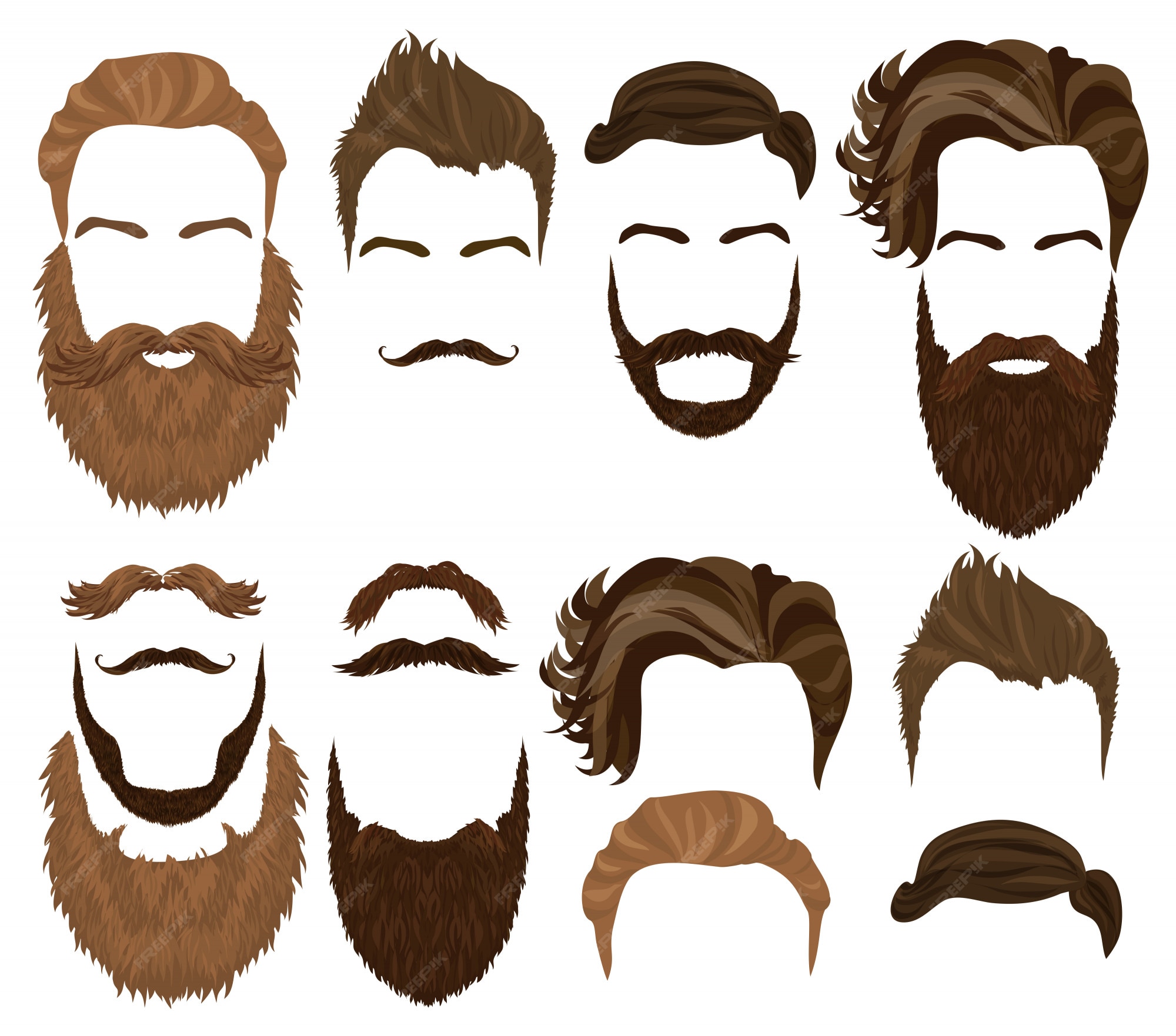 Premium Vector | Man hair, mustache and beard set Premium Vector | Man hair, mustache and beard set