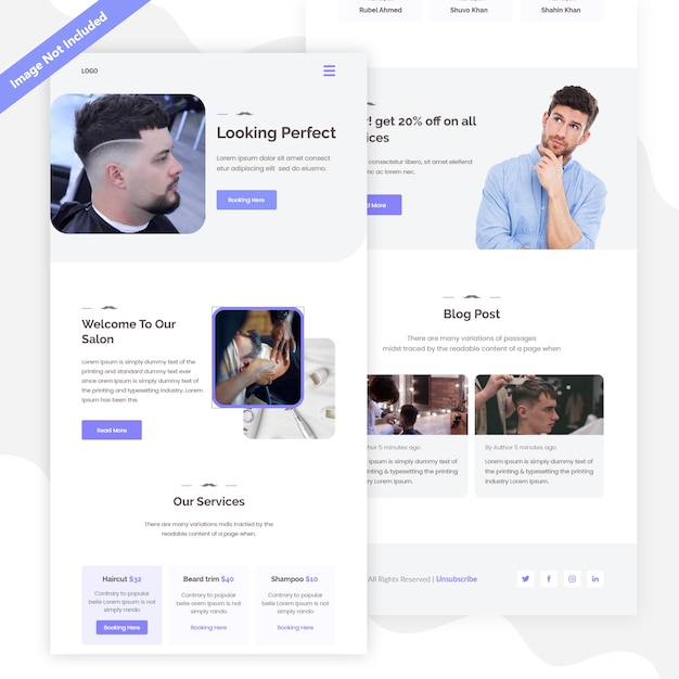 Man hair salon landing page