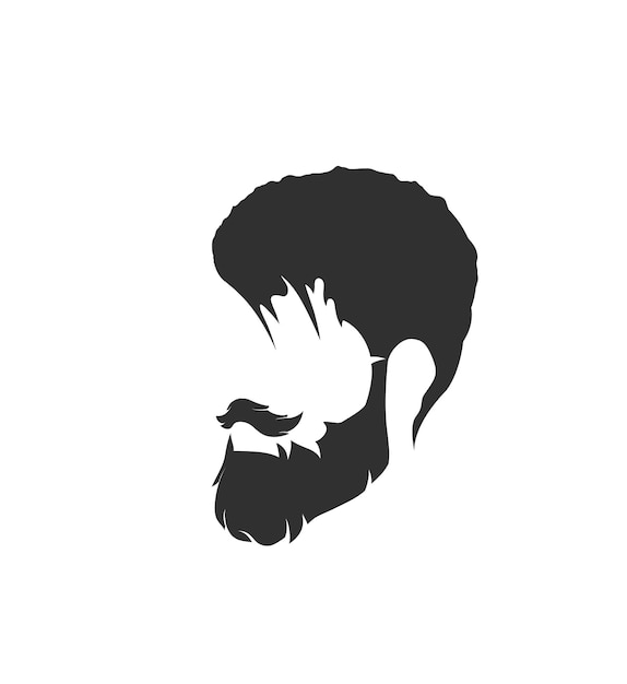 man hairstyles and hirecut with beard mustache in face.   illustration