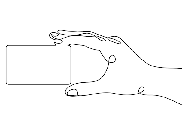빈 카드 일러스트 연속 선화를 들고 남자 손