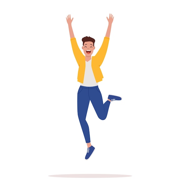 man happy jumping