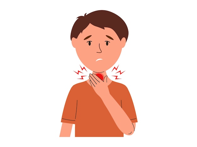 喉が痛い 病気の人は 健康問題と闘っています インフルエンザやコビッドの症状があります