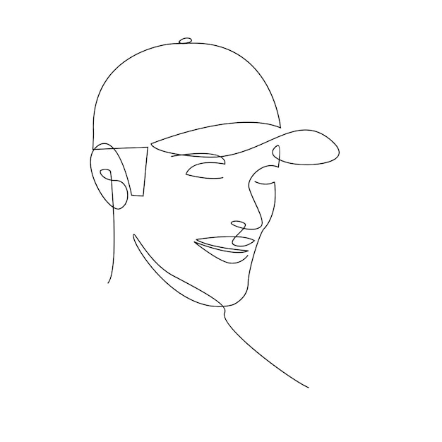 Man hat cap one line drawing vector design