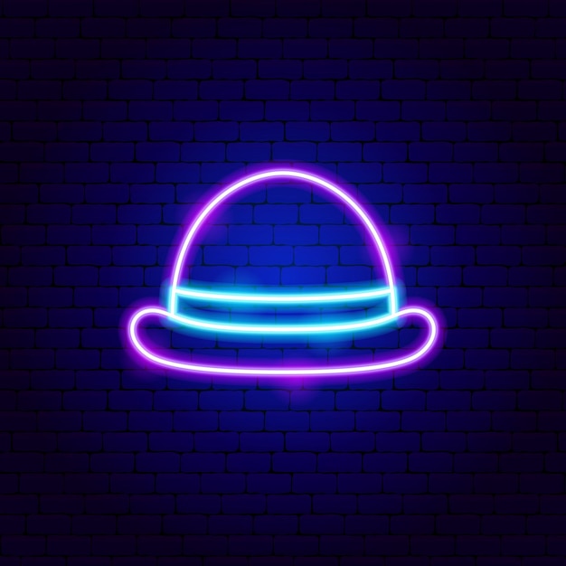 Insegna al neon del cappello dell'uomo