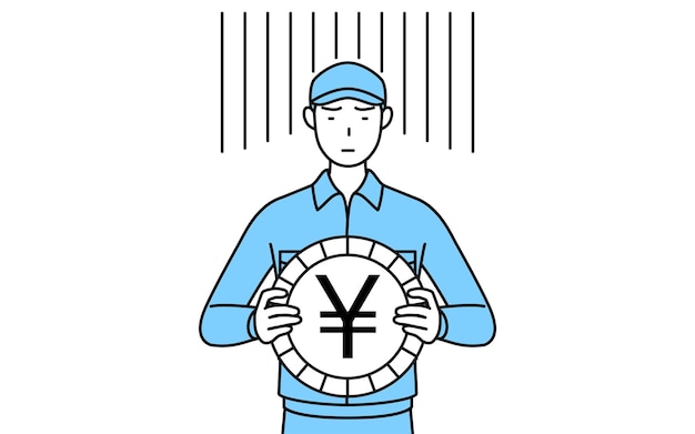 Man in hat and work clothes an image of exchange loss or yen depreciation