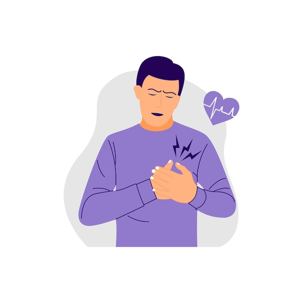 Vector man having a heart attack illustration
