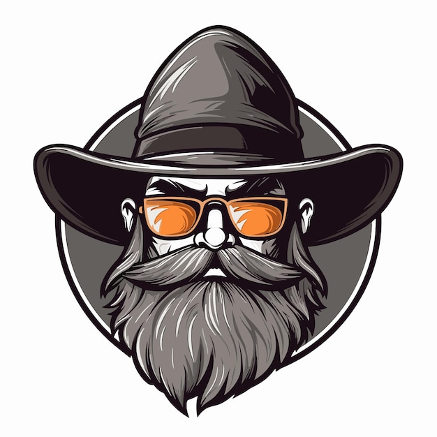 Man head in cowboy hat avatar illustration