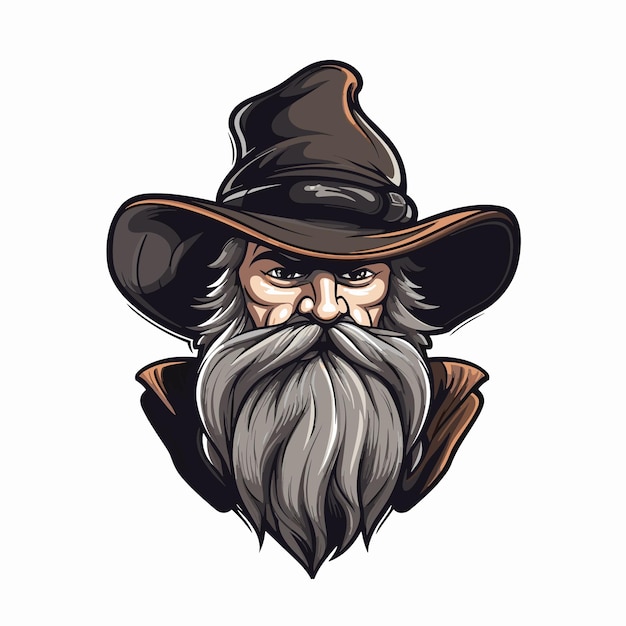 man head in cowboy hat avatar illustration