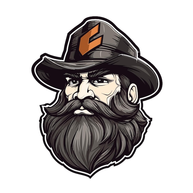 man head in cowboy hat avatar illustration