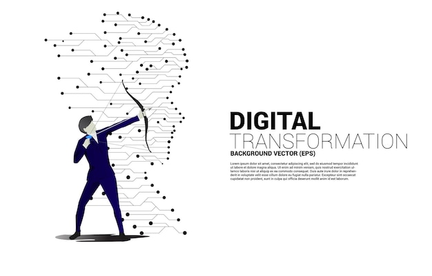 Vector man head from dot connect line circuit board style concept background human future and technology