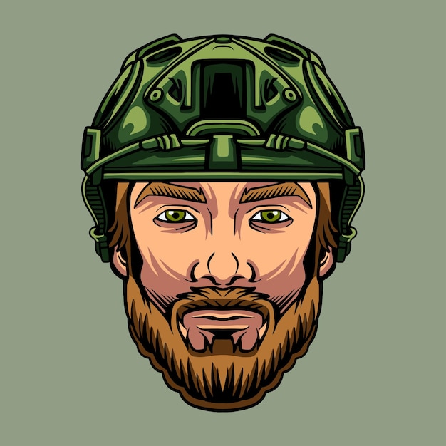 Vector man head soldier vector illustration