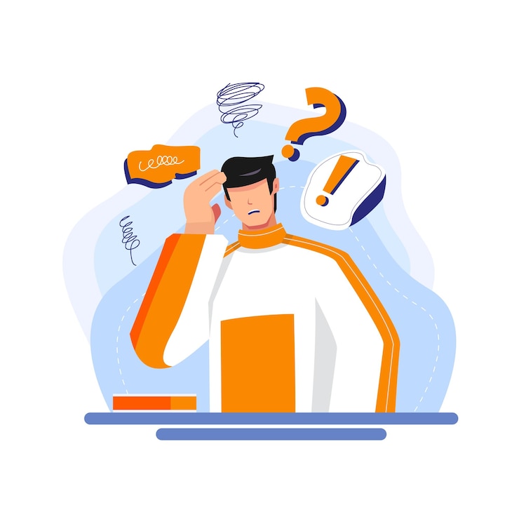 Vector man headache pose flat illustration