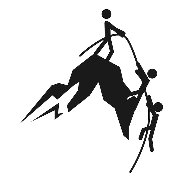 男ヘルプ登山アイコン 白い背景で隔離の web デザインのための男ヘルプ登山ベクトル アイコンのシンプルなイラスト