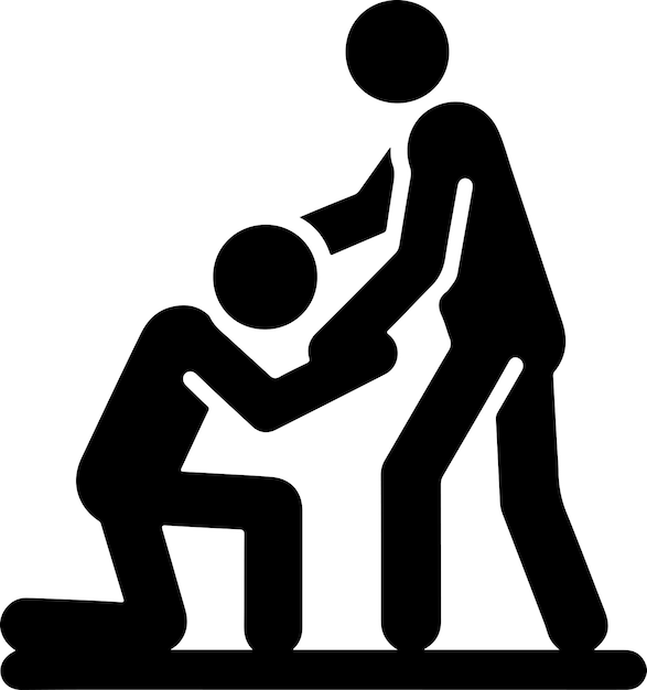 a man help other man vector icon black color silhouette white background 3