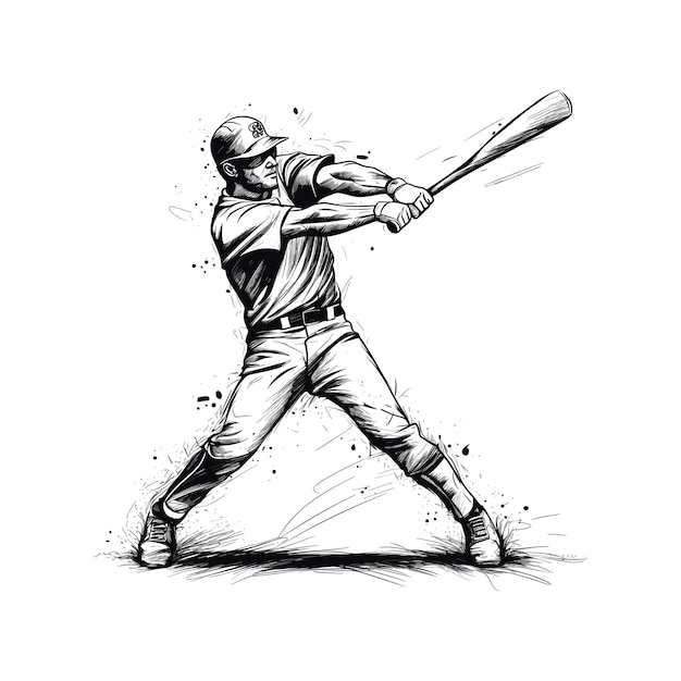 A man hitting baseball vector Illustration