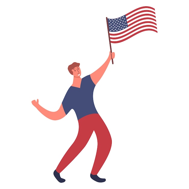 Vector a man holding a american flag