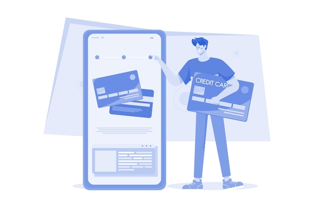 Man holding credit card illustration concept on a white background