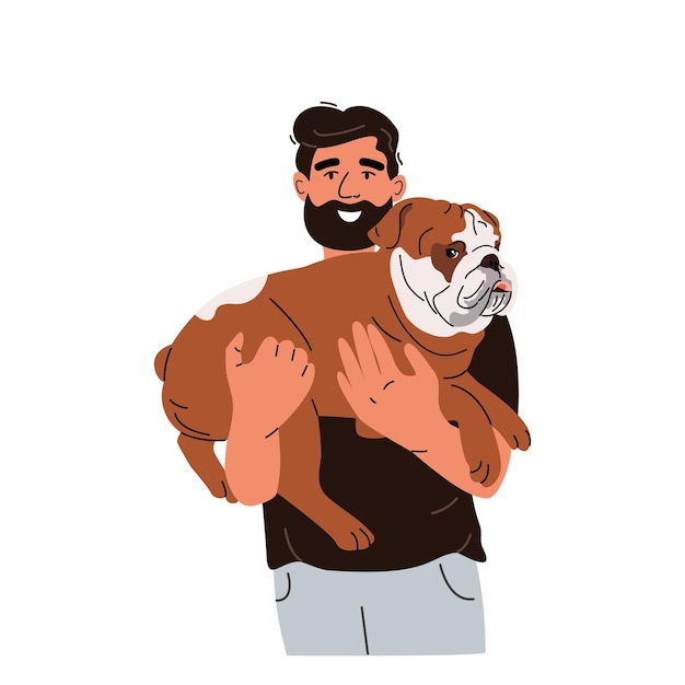 Man holding cute dog