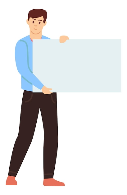 Man holding empty board Paper banner template