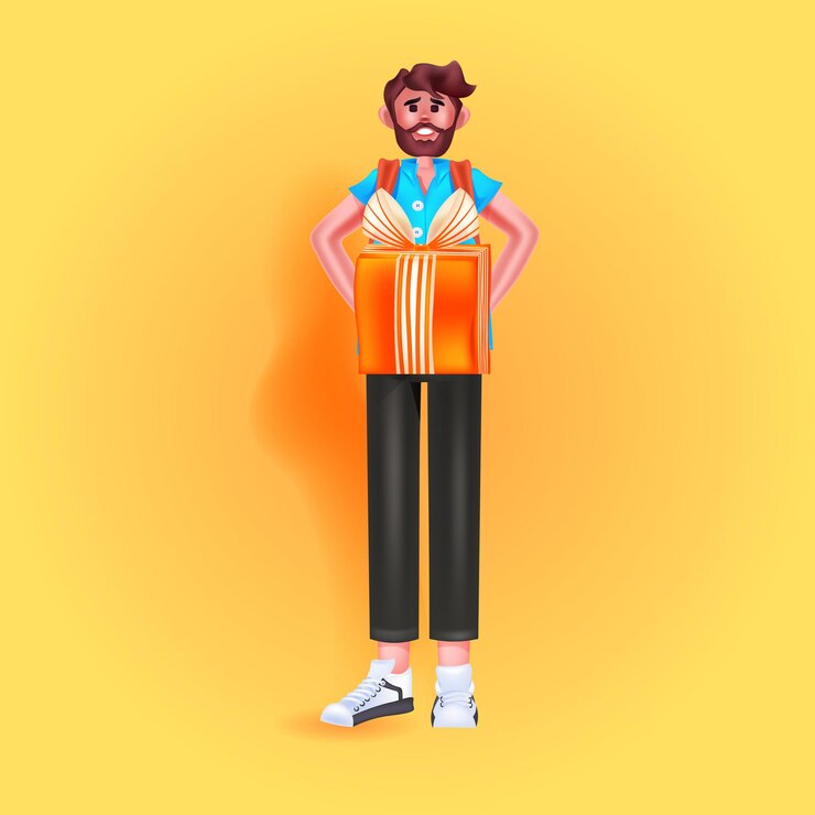 Vector ギフトボックスの休日のお祝いの概念を保持している男